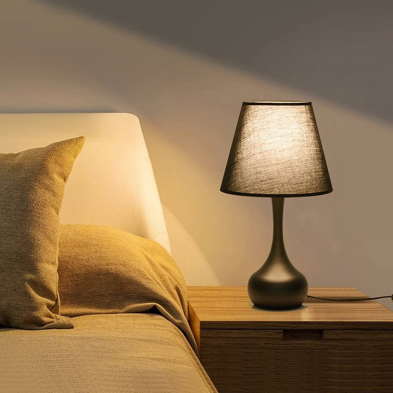 Contemporary Creative Round Teardrop Shape Scalloped Fabric Iron 1-Light Table Lamp For Living Room