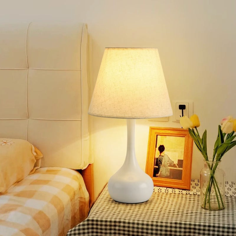 Contemporary Creative Round Teardrop Shape Scalloped Fabric Iron 1-Light Table Lamp For Living Room