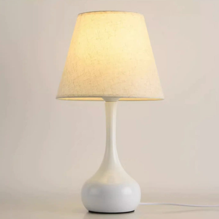 Contemporary Creative Round Teardrop Shape Scalloped Fabric Iron 1-Light Table Lamp For Living Room