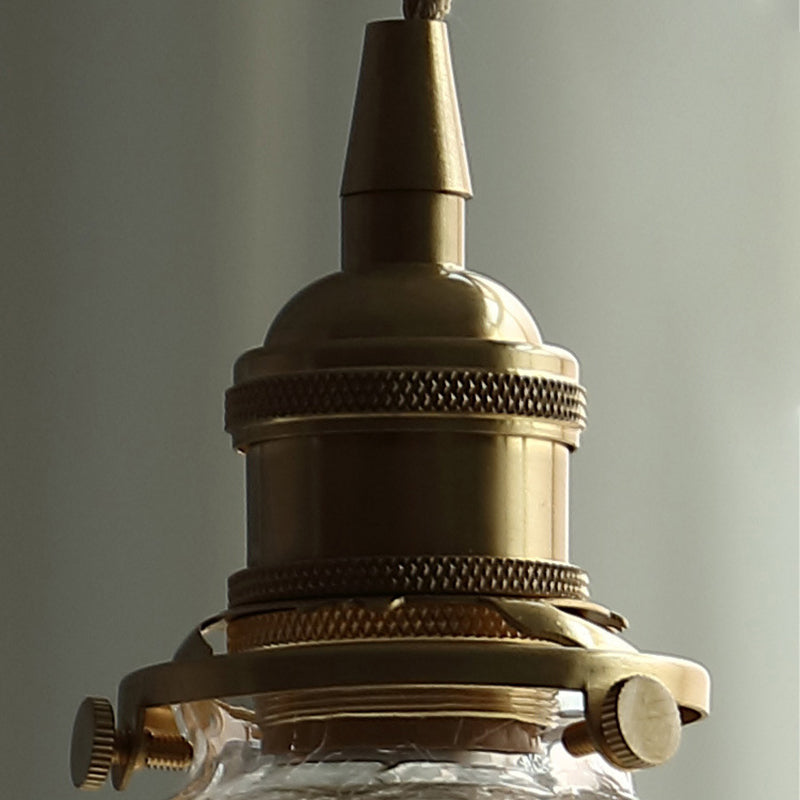 Traditional Vintage Leaf Prism Crackled Orb Diamond Glass Brass 1-Light Pendant Light For Living Room