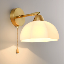 Contemporary Scandinavian Magic Bean Wave Pleat Round Glass Hardware 1-Light Wall Sconce Lamp For Living Room