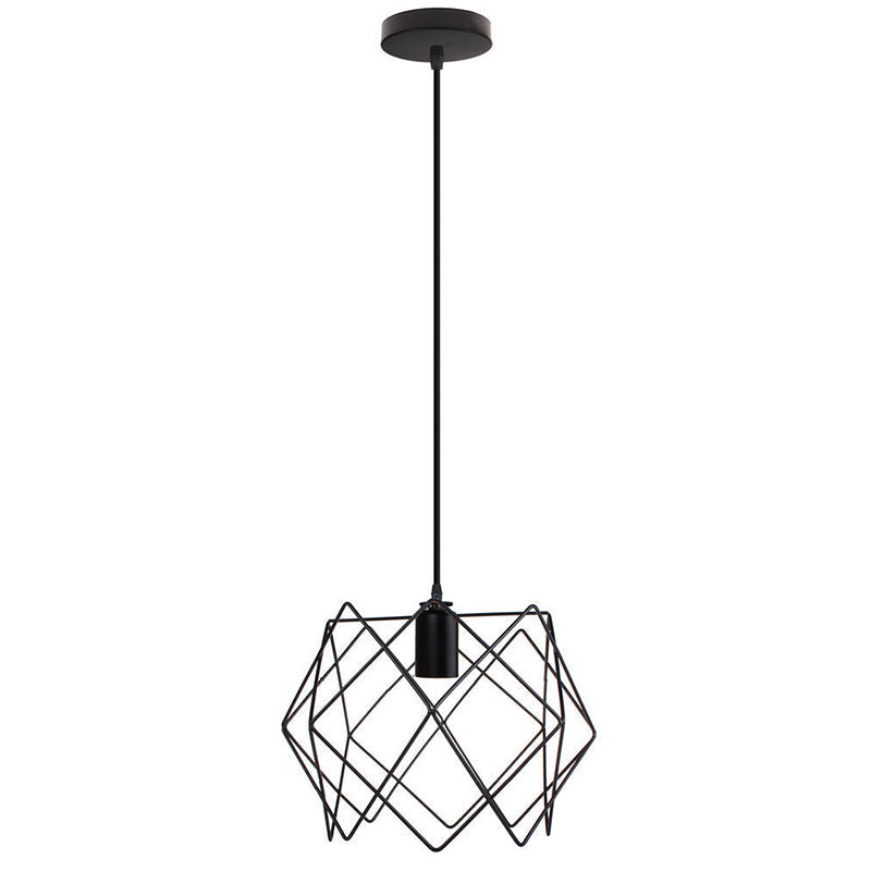 Contemporary Industrial Prismatic Hollow Round Glass Sisal Iron 1-Light Pendant Light For Living Room
