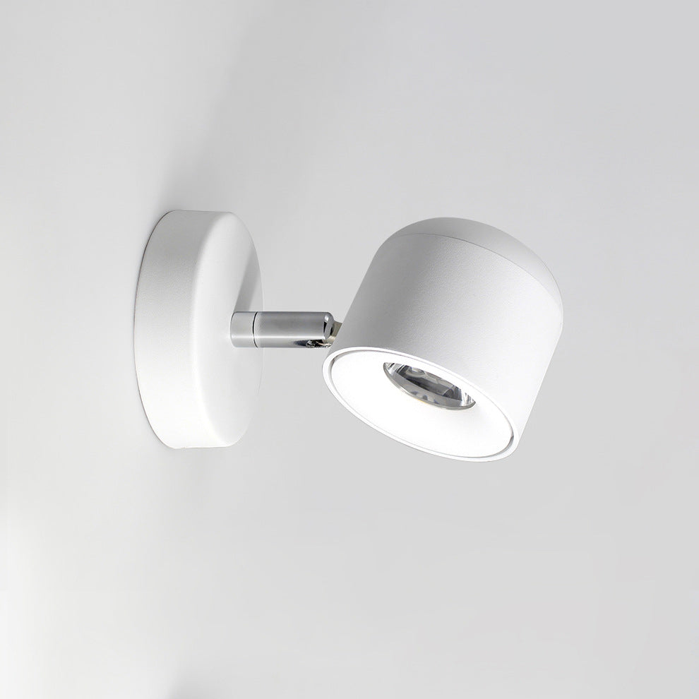 Modern Minimalist Cylinder Round Rotatable Aluminum LED Wall Sconce Lamp For Living Room