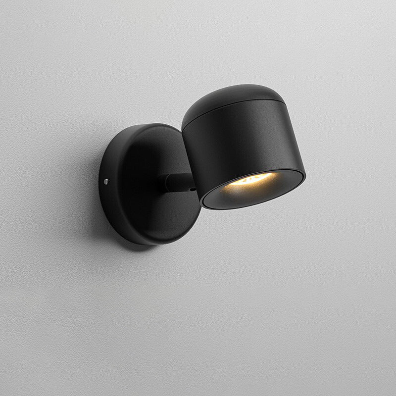 Modern Minimalist Cylinder Round Rotatable Aluminum LED Wall Sconce Lamp For Living Room