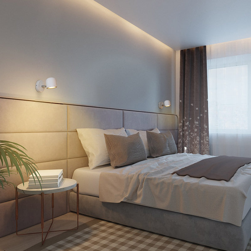 Modern Minimalist Cylinder Round Rotatable Aluminum LED Wall Sconce Lamp For Living Room