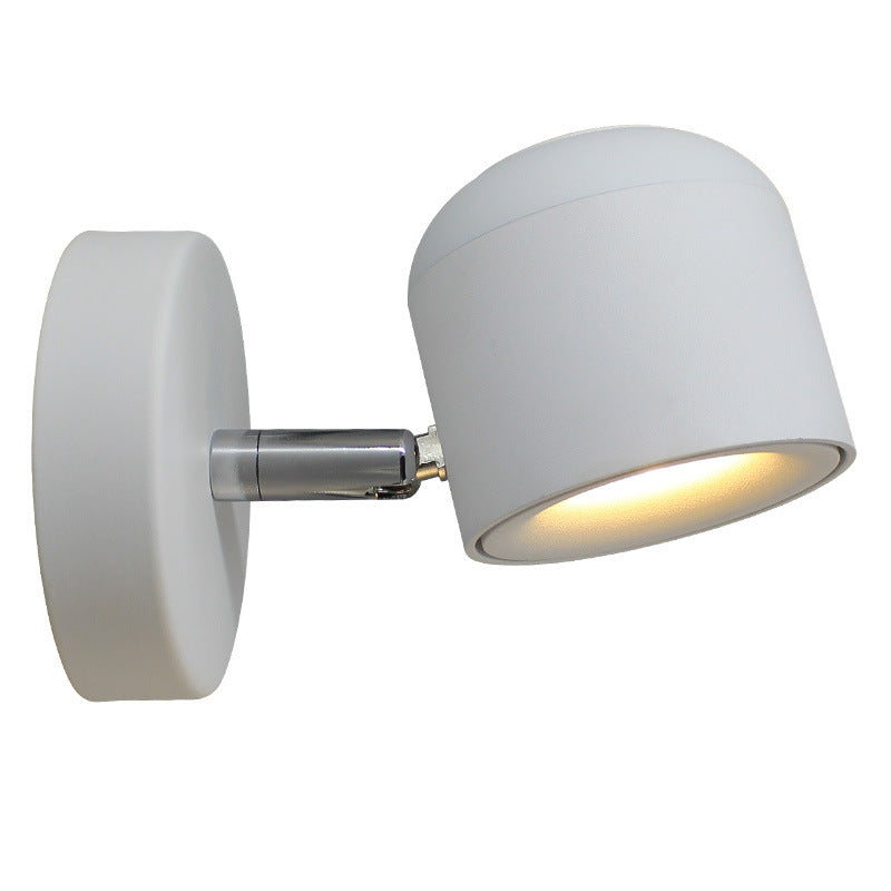 Modern Minimalist Cylinder Round Rotatable Aluminum LED Wall Sconce Lamp For Living Room