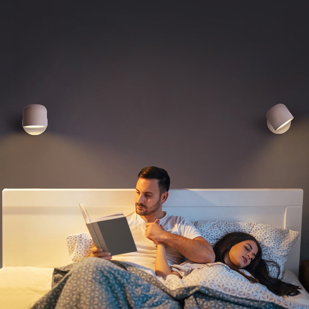 Modern Minimalist Cylinder Round Rotatable Aluminum LED Wall Sconce Lamp For Living Room