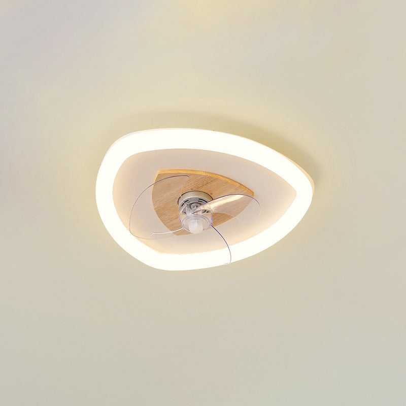 Modern Art Deco Triangle Pentagram Square PVC Aluminum LED Flush Mount Ceiling Fan Light For Bedroom