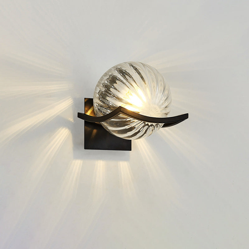 Contemporary Scandinavian Orb Watermarked Glass Hardware 1-Light Wall Sconce Lamp For Living Room