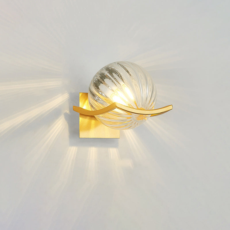 Contemporary Scandinavian Orb Watermarked Glass Hardware 1-Light Wall Sconce Lamp For Living Room