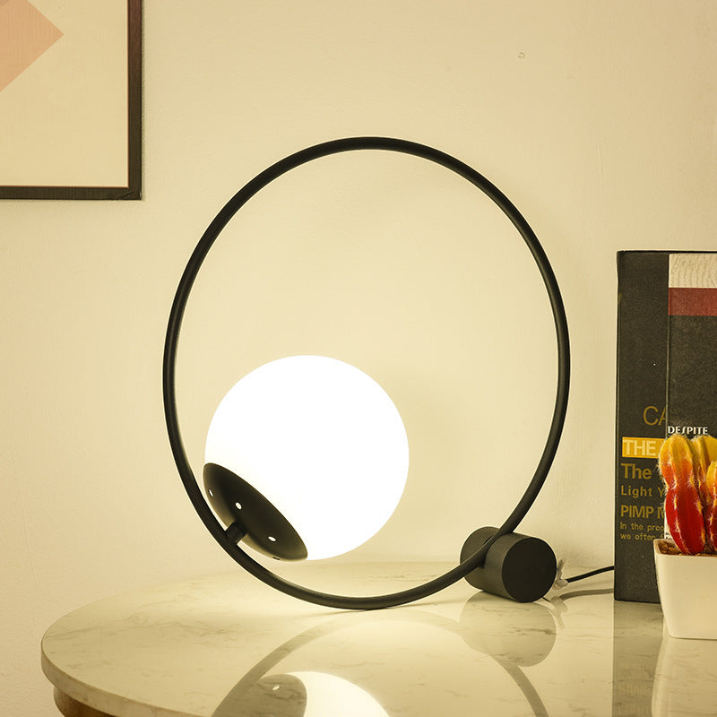 Modern Minimalist Magic Bean Round Iron 1-Light Table Lamp For Living Room