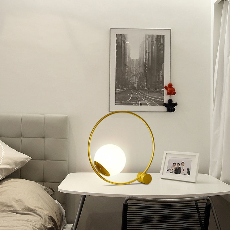 Modern Minimalist Magic Bean Round Iron 1-Light Table Lamp For Living Room