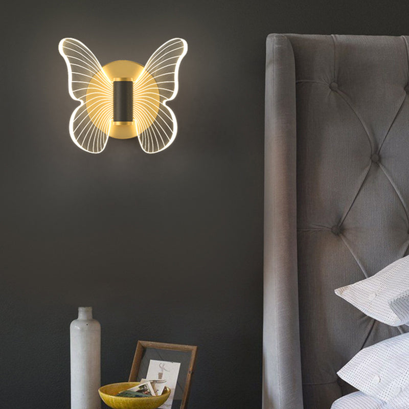 現代的なスカンジナビアのラウンドバタフライ長方形アクリルハードウェアLED壁取り付け用燭台ランプリビングルーム用