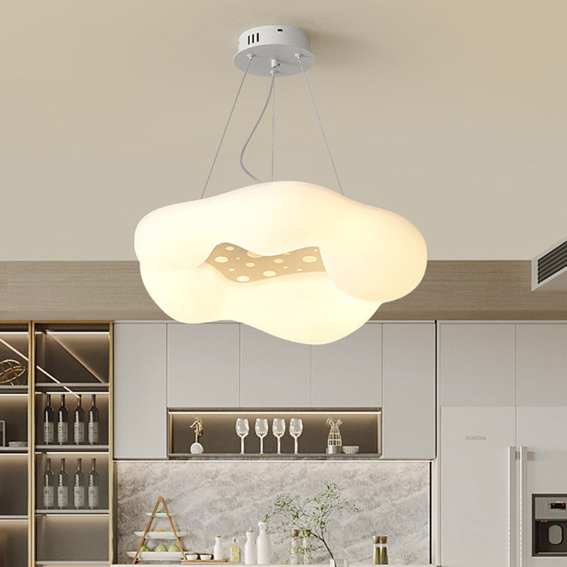 Contemporary Creative Creamy Clouds Irregular Round PE Iron LED Chandelier For Living Room