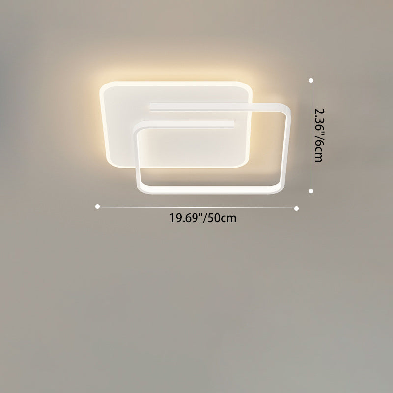 Contemporary Creative Rectangular Square Round Stacked Silicone Iron LED Flush Mount Ceiling Light For Bedroom