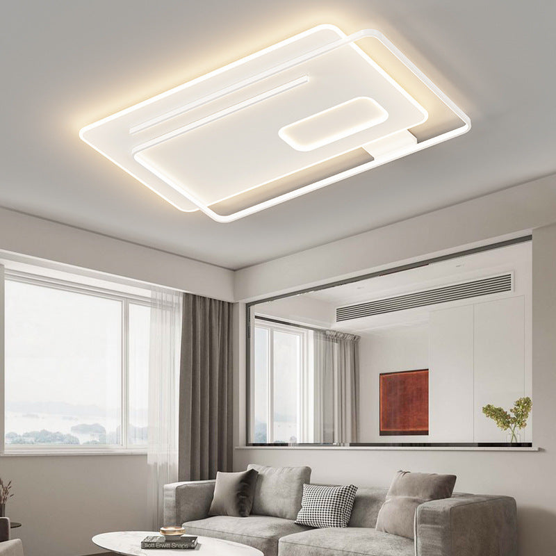Contemporary Creative Rectangular Square Round Stacked Silicone Iron LED Flush Mount Ceiling Light For Bedroom