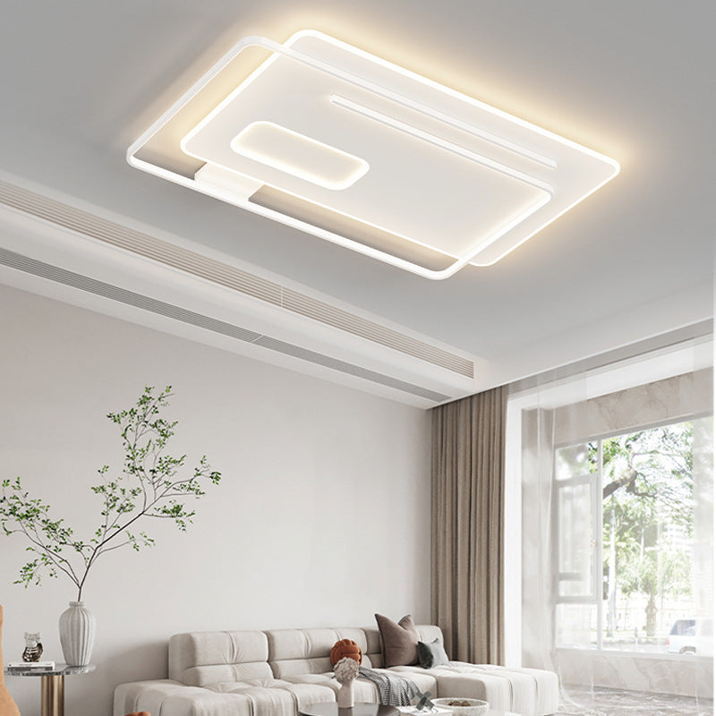 Contemporary Creative Rectangular Square Round Stacked Silicone Iron LED Flush Mount Ceiling Light For Bedroom