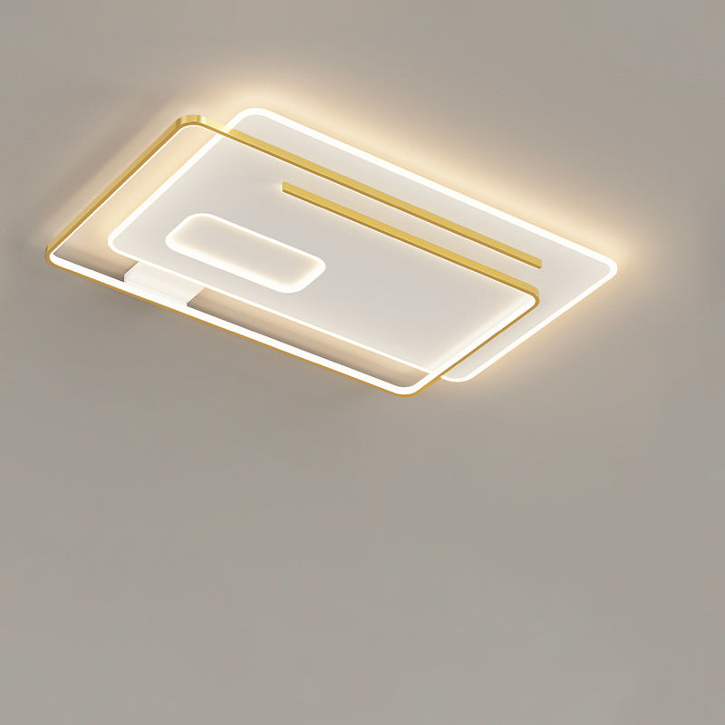 Contemporary Creative Rectangular Square Round Stacked Silicone Iron LED Flush Mount Ceiling Light For Bedroom