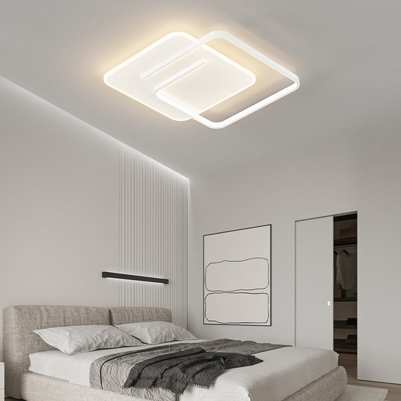 Contemporary Creative Rectangular Square Round Stacked Silicone Iron LED Flush Mount Ceiling Light For Bedroom