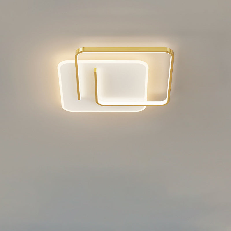Contemporary Creative Rectangular Square Round Stacked Silicone Iron LED Flush Mount Ceiling Light For Bedroom