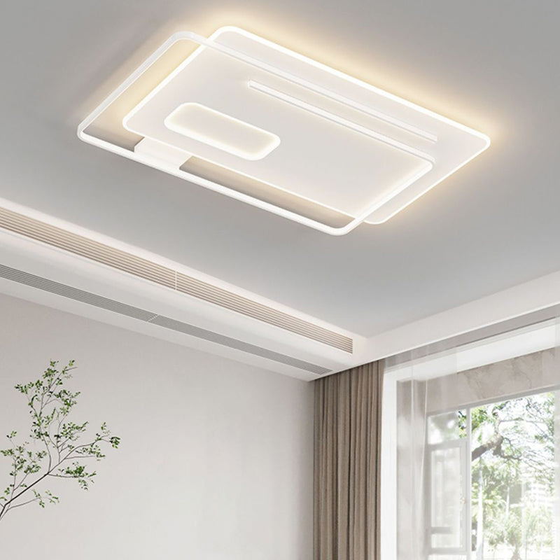 Contemporary Creative Rectangular Square Round Stacked Silicone Iron LED Flush Mount Ceiling Light For Bedroom