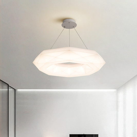 Contemporary Scandinavian Polygonal Prismatic PE Iron LED Chandelier For Living Room