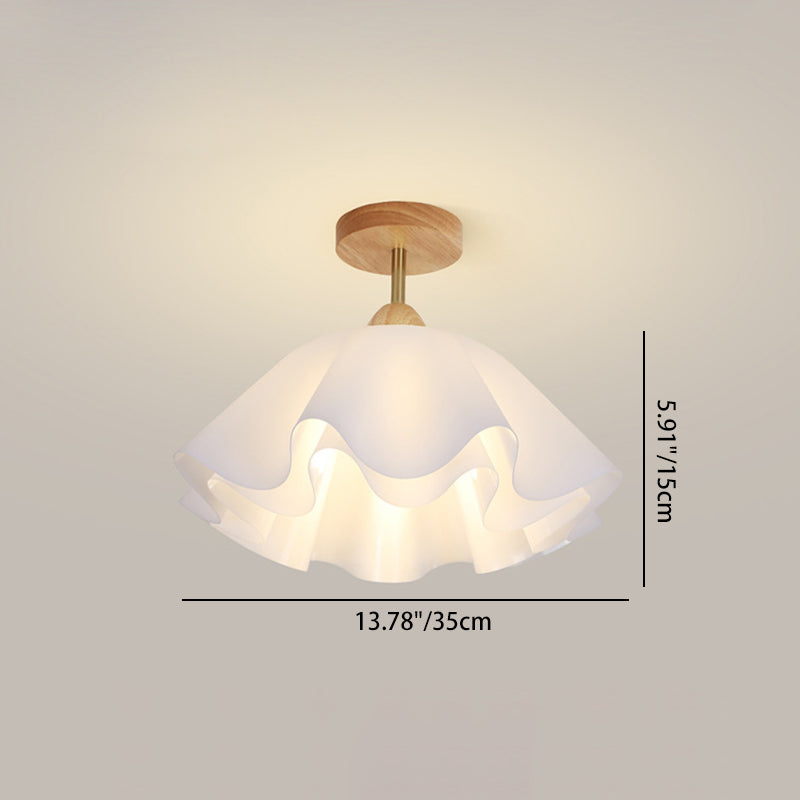 Modern Minimalist Double Petal Round PP Iron 1-Light Semi-Flush Mount Ceiling Light For Living Room