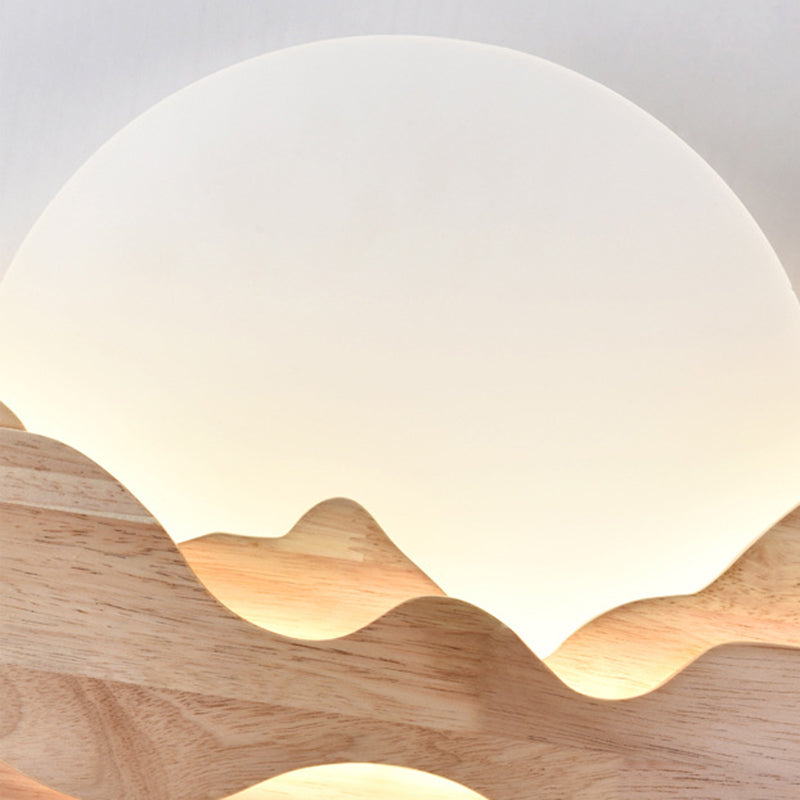 Traditional Chinese Moonlight Acrylic Solid Wood LED Wall Sconce Lamp For Bedroom
