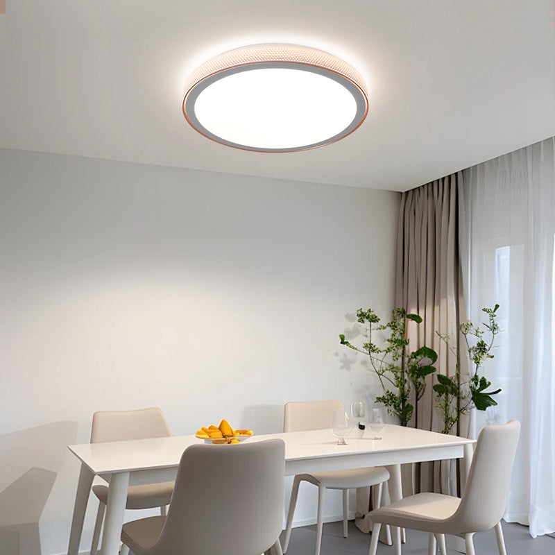 Modern Minimalist Round Grain Acrylic Hardware LED Flush Mount Ceiling Light For Living Room