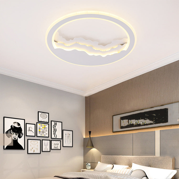 Modern Art Deco Wave Round Square Rectangle Acrylic Iron LED Flush Mount Ceiling Light For Living Room