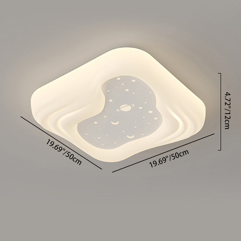 Modern Minimalist Cream Rectangle Round Square Star PE Iron LED Flush Mount Ceiling Light For Living Room