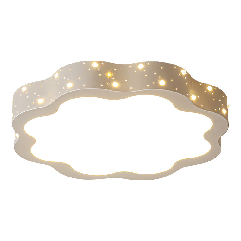 Modern Minimalist Shooting Star Begonia Flower Round Flower Acrylic Iron LED Flush Mount Ceiling Light For Living Room