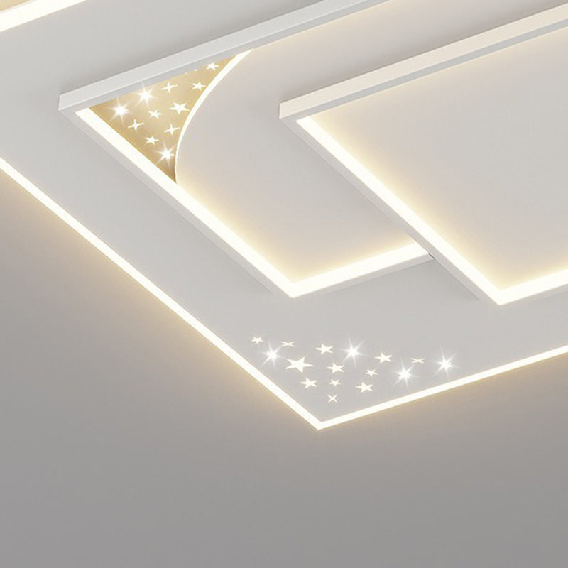 Modern Minimalist Oval Round Square Rectangle Acrylic Iron LED Flush Mount Ceiling Light For Living Room