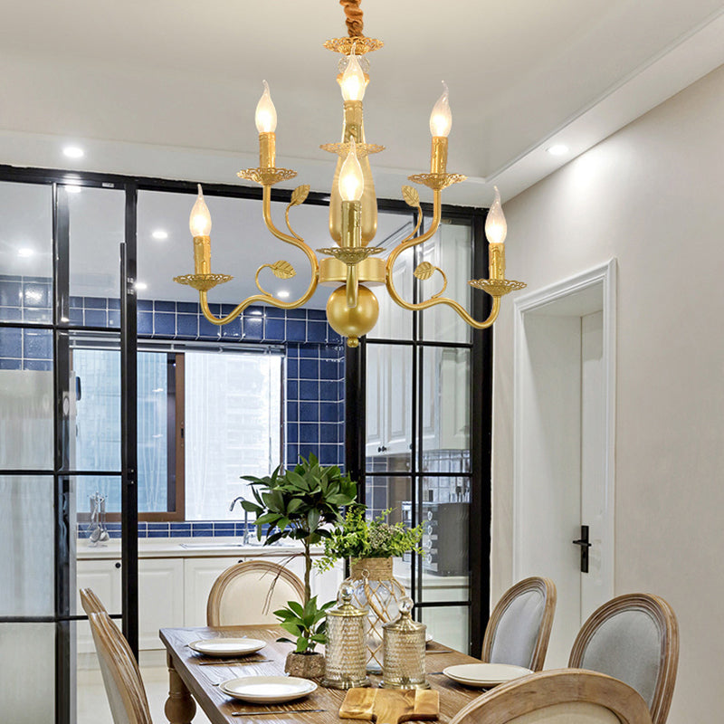Traditional Vintage Candle Branch Round Double Glass Iron 6/12/16 Light Chandelier For Living Room