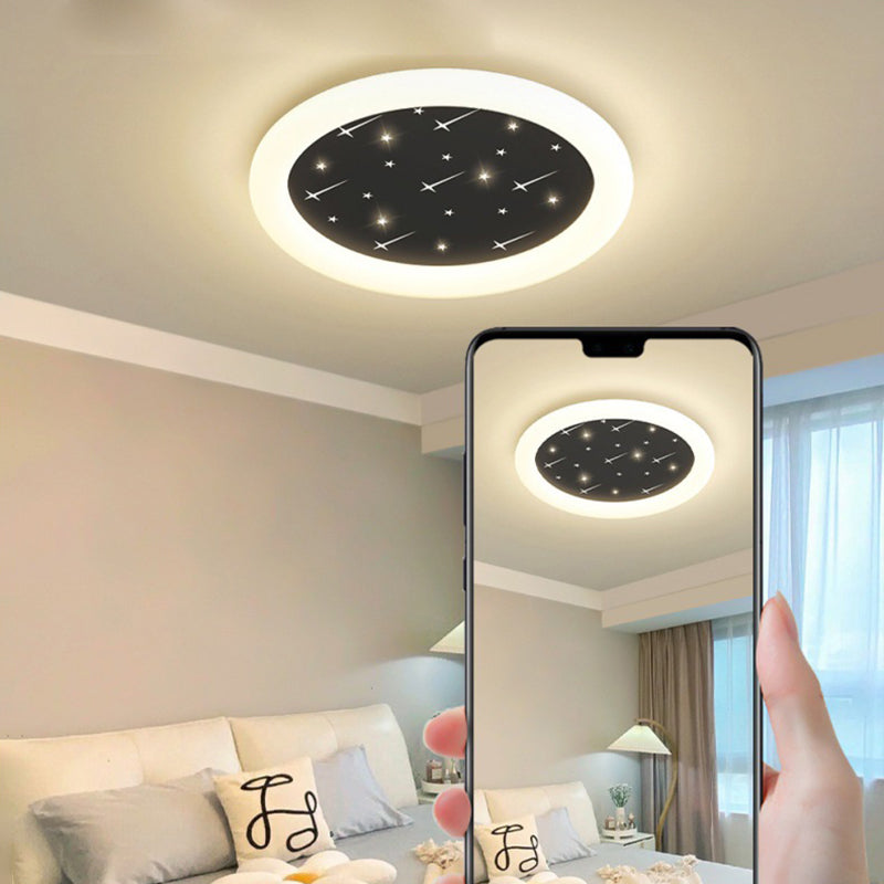 Modern Simplicity Round Ring Star Acrylic Hardware LED Flush Mount Ceiling Light For Living Room
