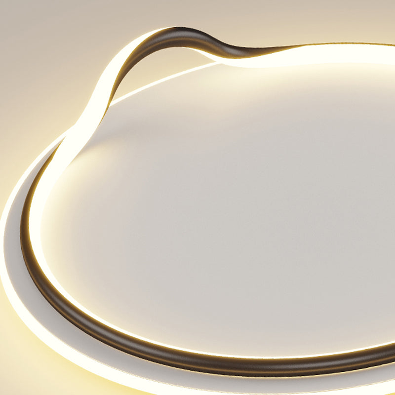 Modern Minimalist Square Round Bent Iron Aluminum LED Flush Mount Ceiling Light For Living Room