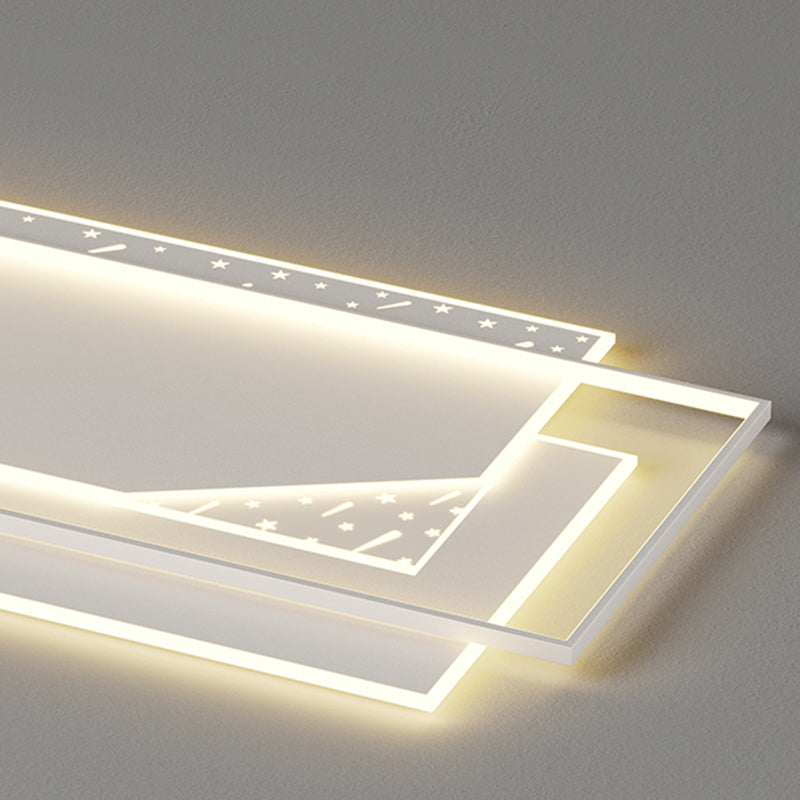 Modern Minimalist Oval Round Square Rectangle Stacking Acrylic Aluminum Iron LED Flush Mount Ceiling Light For Living Room