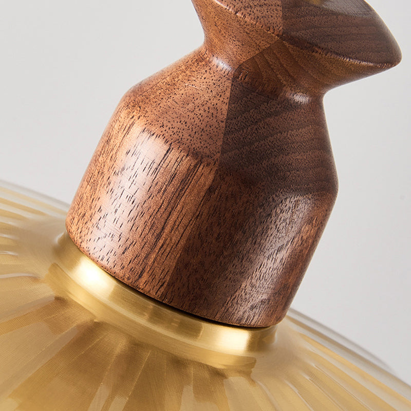 Traditional Vintage Round Umbrella Distressed Walnut Brass 1-Light Pendant Light For Living Room