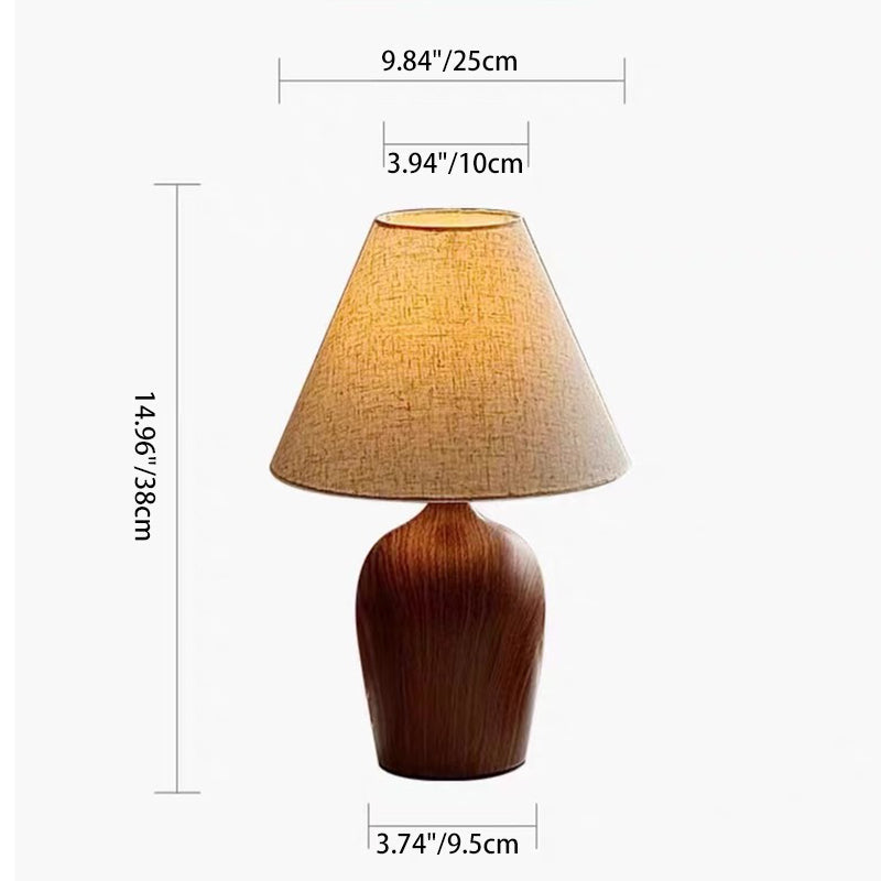 Traditional Vintage Scalloped Round Fabric PVC Iron 1-Light Table Lamp For Living Room