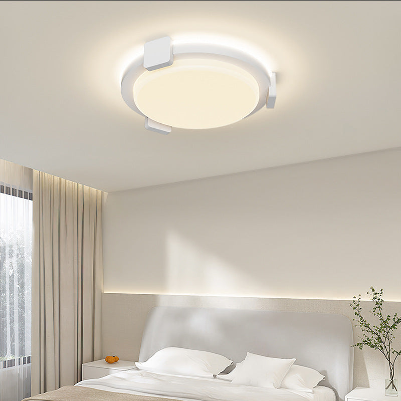 Traditional Chinese Round Square Acrylic Iron LED Flush Mount Ceiling Light For Living Room