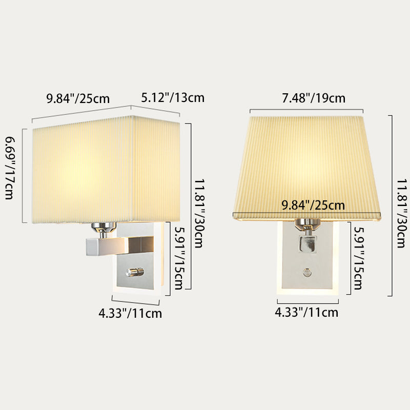 Modern Minimalist Scalloped Square Fabric Iron 1-Light Wall Sconce Lamp For Living Room