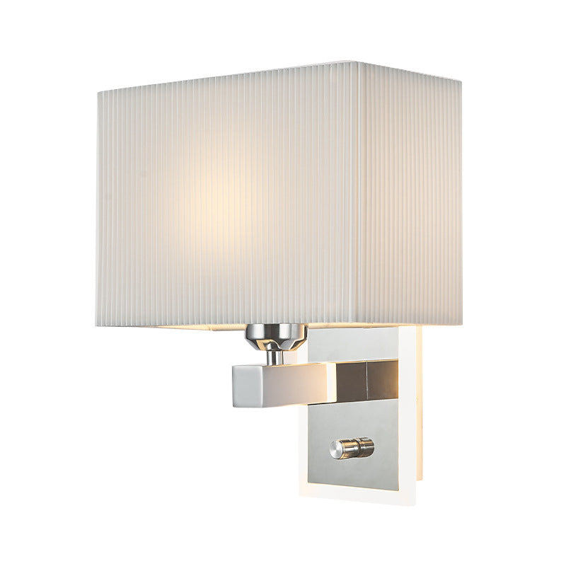 Modern Minimalist Scalloped Square Fabric Iron 1-Light Wall Sconce Lamp For Living Room