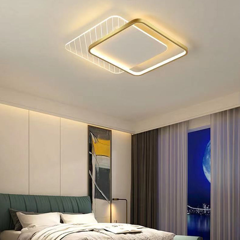 Modern Minimalist Round Square Stacking Acrylic Iron LED Flush Mount Ceiling Light For Living Room