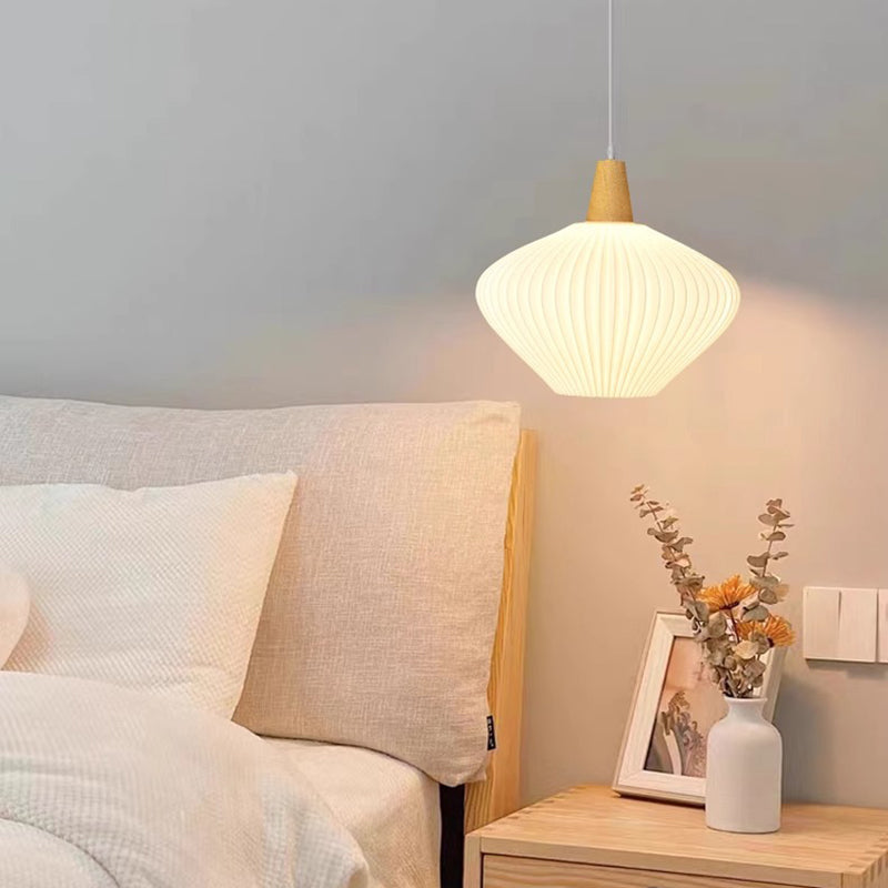 Traditional Chinese Lantern Origami Round Eco-friendly PLA Wood Metal 1-Light Pendant Light For Living Room