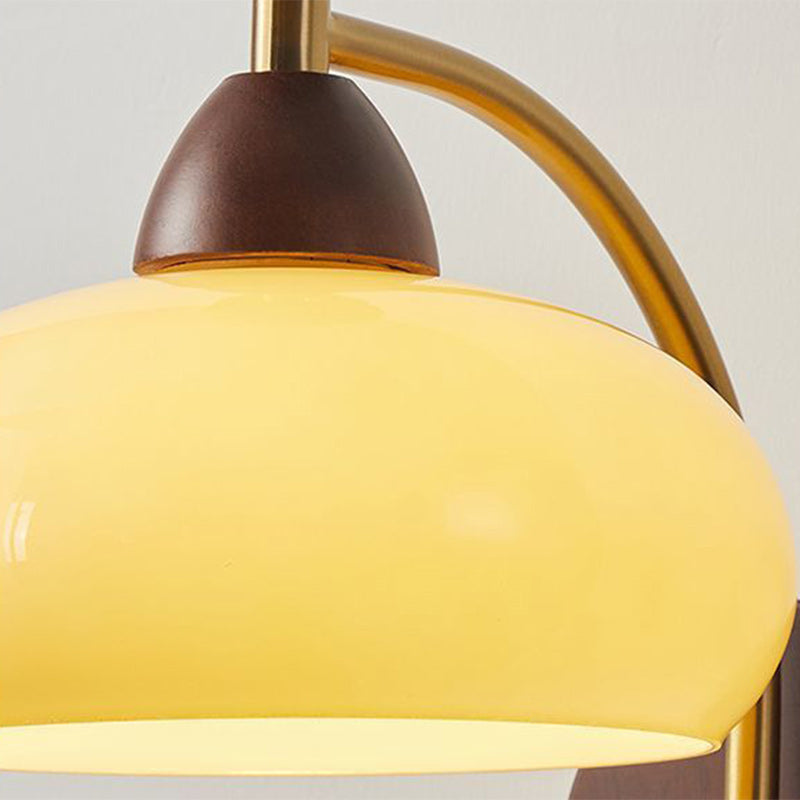 Traditional Vintage Round Ball Half Round Glass Ash Wood Hardware 1-Light Wall Sconce Lamp For Living Room