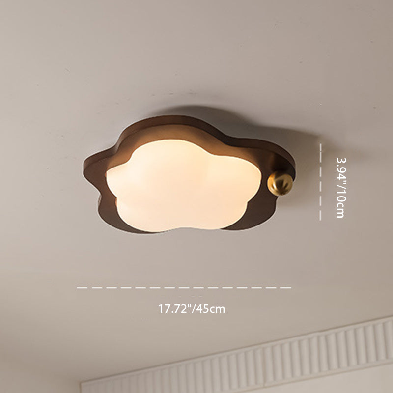 Traditional Vintage Stars Clouds Acrylic Solid Wood Iron LED Flush Mount Ceiling Light For Living Room