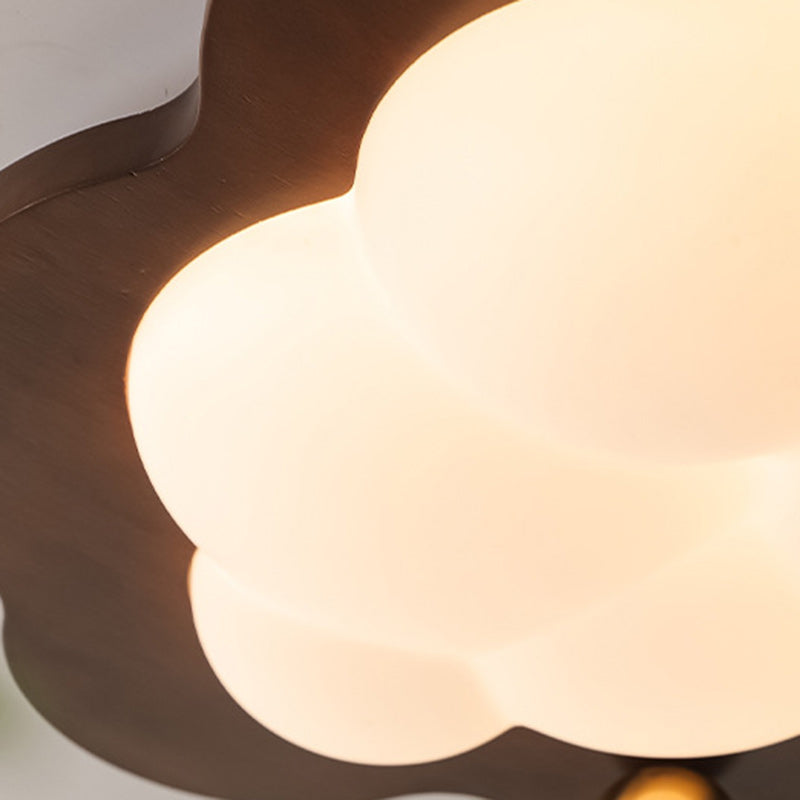Traditional Vintage Stars Clouds Acrylic Solid Wood Iron LED Flush Mount Ceiling Light For Living Room