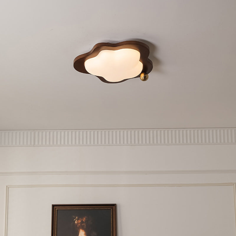 Traditional Vintage Stars Clouds Acrylic Solid Wood Iron LED Flush Mount Ceiling Light For Living Room