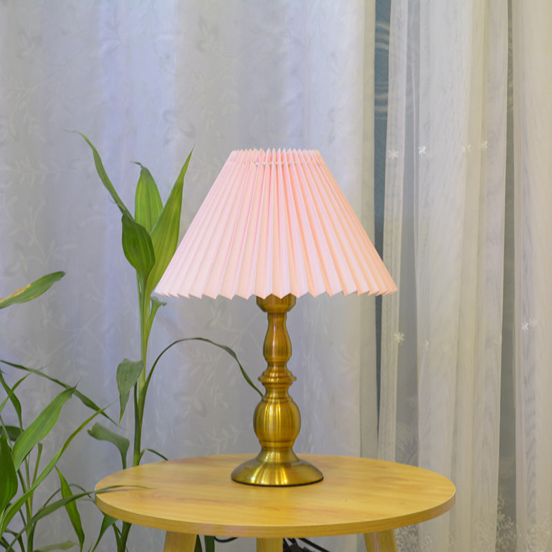 Traditional Vintage Umbrella Round Gourd Fabric Metal 1-Light Table Lamp For Living Room