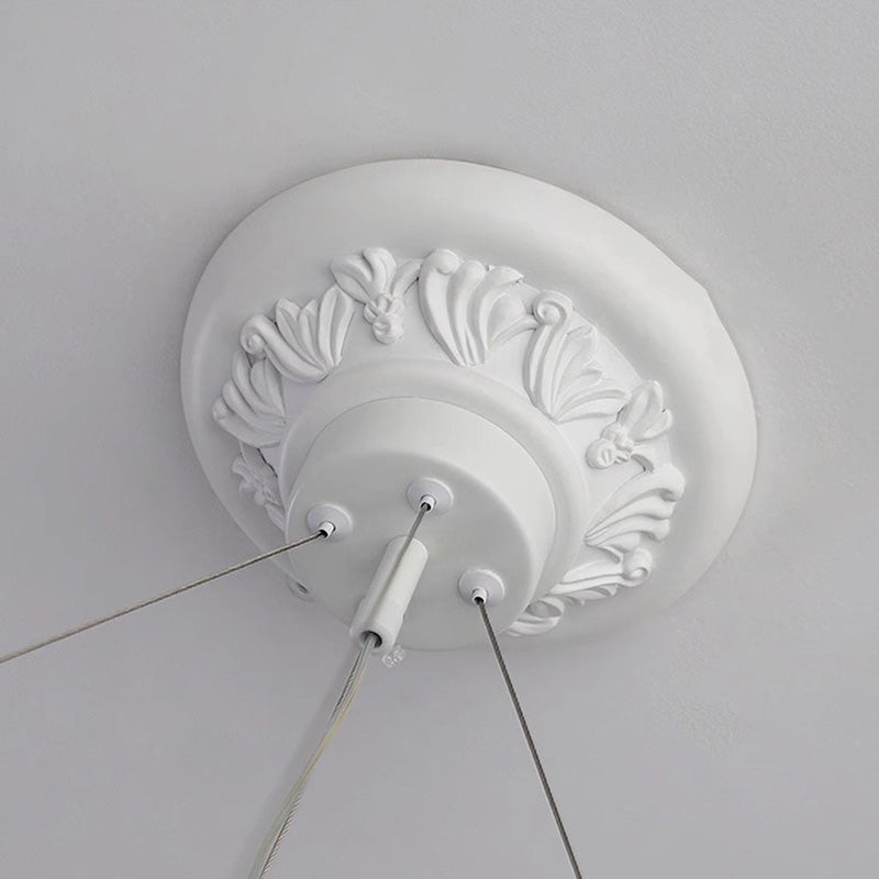 Traditional French Resin Glass Round Carved LED Chandeliers For Dining Room